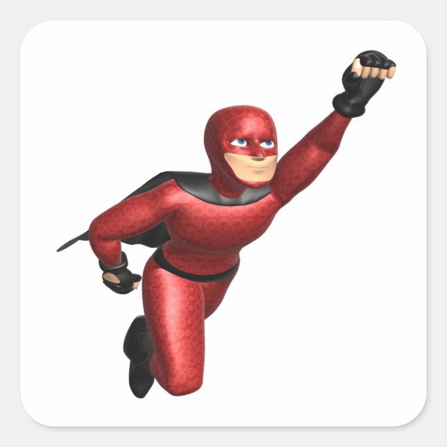 Pegatina Cuadrada Super Héroe (Anverso)