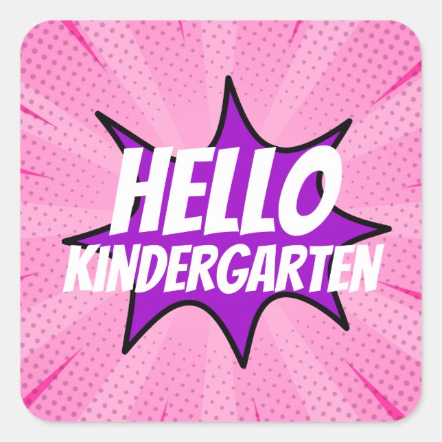 Pegatina Cuadrada Súper Héroe Comic Primer Día De Personalizado Esco (Anverso)