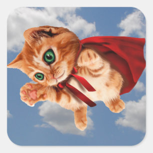 Pegatina Cuadrada Super Kitty
