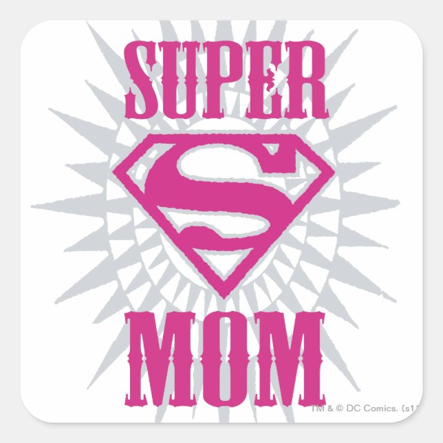 Pegatina Cuadrada Super Mom Starburst (Anverso)