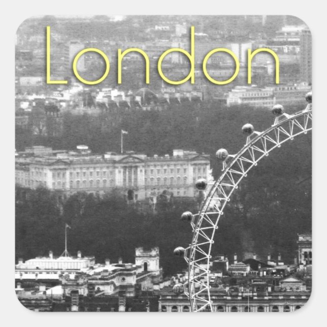 Pegatina Cuadrada ¡Super! Palacio de Buckingham Londres (Anverso)