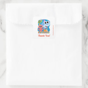 Pegatina Cuadrada Super Simple   Finny the Shark Confetti Birthday