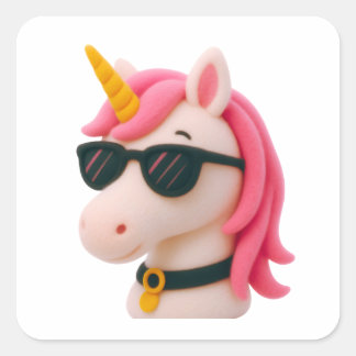 Pegatina Cuadrada super soft unicorn-style plush style