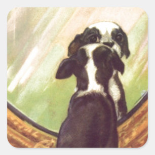 Pegatina Cuadrada Super Sweet Vintage Baby Boston Terrier