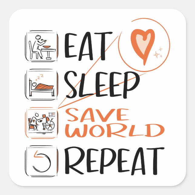 Pegatina Cuadrada "Supercuidadores/asistentes de Enfermería" salvand (Anverso)