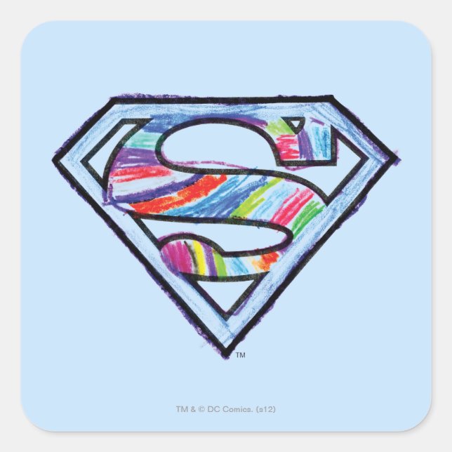 Pegatina Cuadrada Supergirl Colorful Sketch Logo (Anverso)