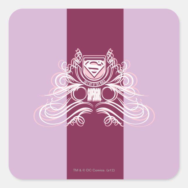 Pegatina Cuadrada Supergirl Flourish Design (Anverso)