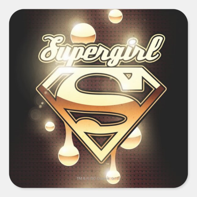 Pegatina Cuadrada Supergirl Gold Drips (Anverso)