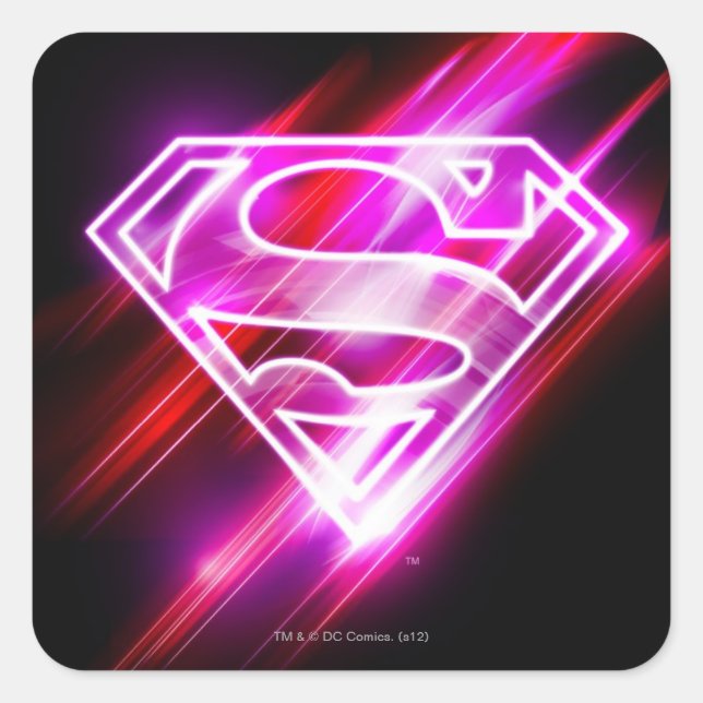 Pegatina Cuadrada Supergirl Pink (Anverso)