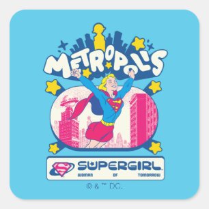 Pegatina Cuadrada Supergirl Super Pop Mujer del Mañana