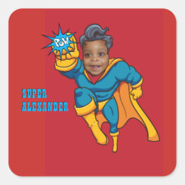 Pegatina Cuadrada Superhéroe más grande de niño especial