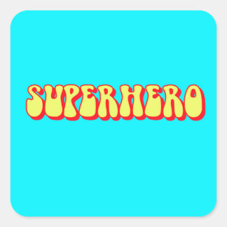 Pegatina Cuadrada Superhéroe retro
