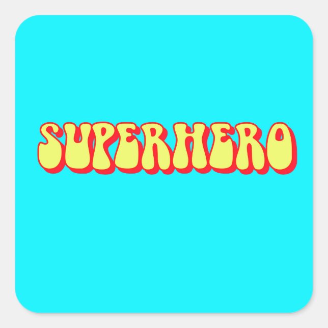 Pegatina Cuadrada Superhéroe retro (Anverso)