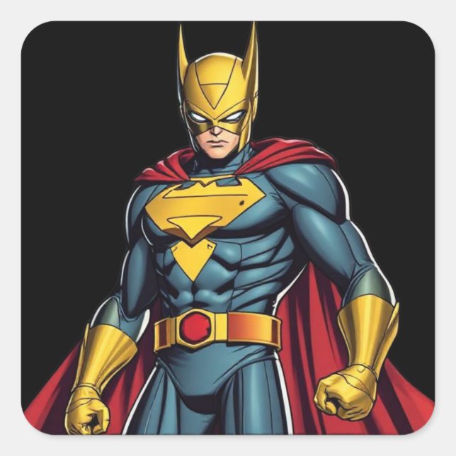 Pegatina Cuadrada SuperHeroes (Anverso)