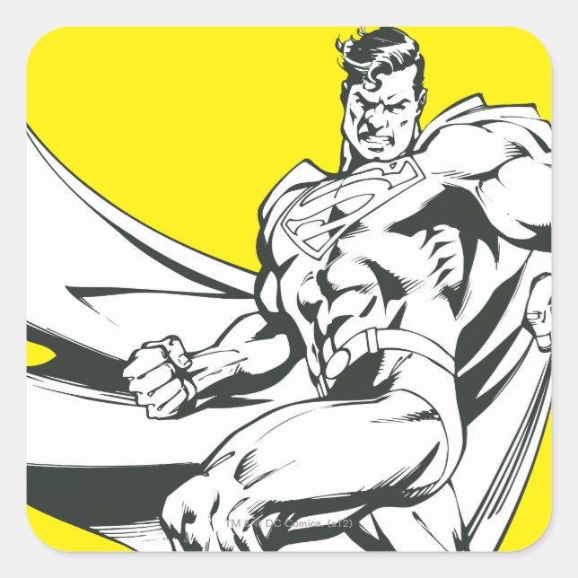 Pegatina Cuadrada Superman Black and White 2 (Anverso)