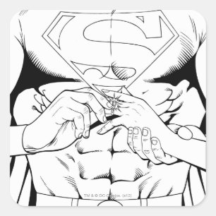Pegatina Cuadrada Superman Black and White 3