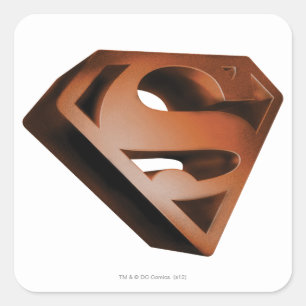 Pegatina Cuadrada Superman S-Shield   3D Grainy Logo