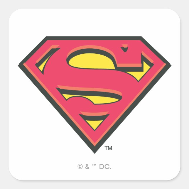 Pegatina Cuadrada Superman S-Shield | Classic Logo (Anverso)