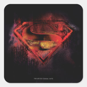 Pegatina Cuadrada Superman S-Shield   Logotipo pintado