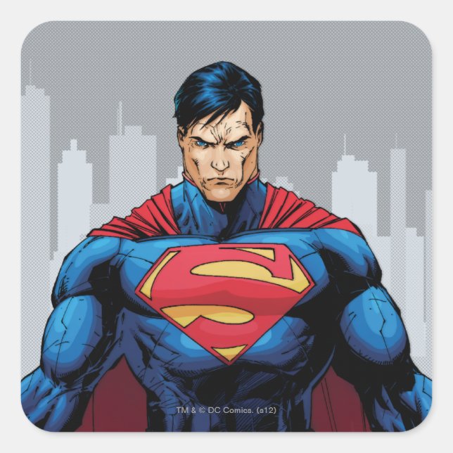 Pegatina Cuadrada Superman Standing (Anverso)