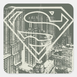 Pegatina Cuadrada Superman Stylized   Green Metropolis Logo