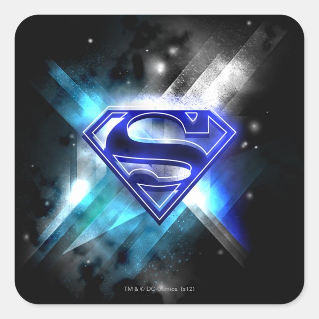 Pegatina Cuadrada Superman Stylized | Logo de Blue White Crystal (Anverso)