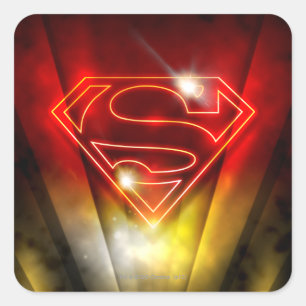 Pegatina Cuadrada Superman Stylized   Shiny Red Outline Logo