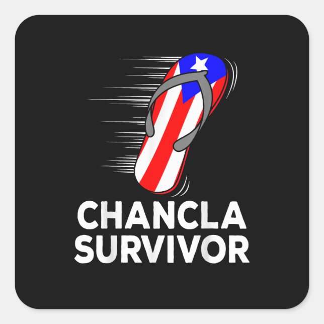 Pegatina Cuadrada Superviviente de chancla (Anverso)