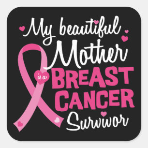 Pegatina Cuadrada Superviviente hermoso del cáncer de pecho de la