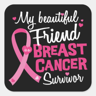 Pegatina Cuadrada Superviviente hermoso del cáncer de pecho del