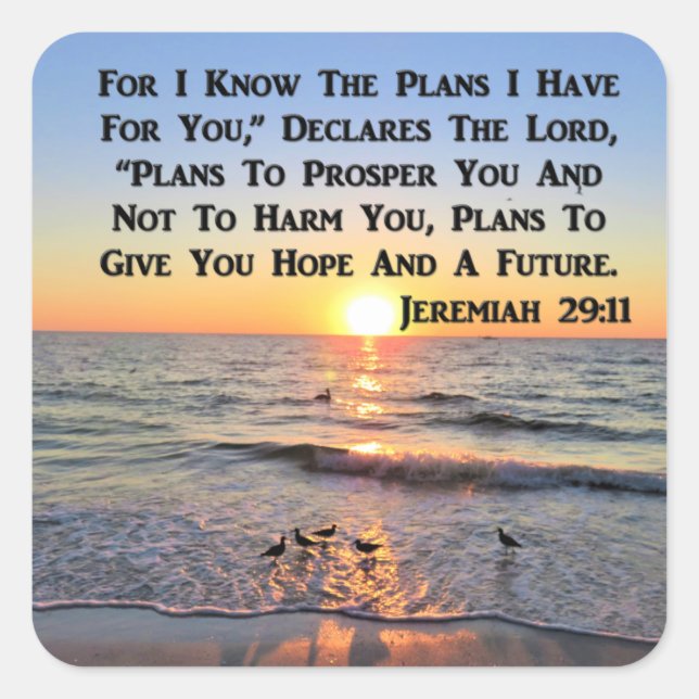 PEGATINA CUADRADA SUPLEMENTO DE JEREMIAH 29:11 (Anverso)