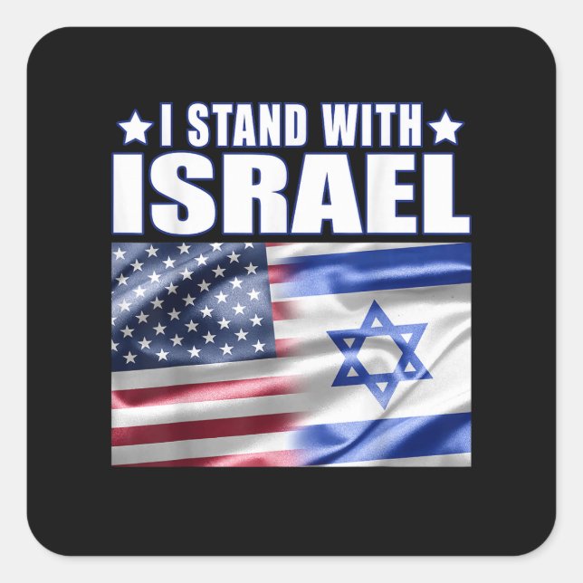 Pegatina Cuadrada Support Israel I Stand with Israel  (Anverso)