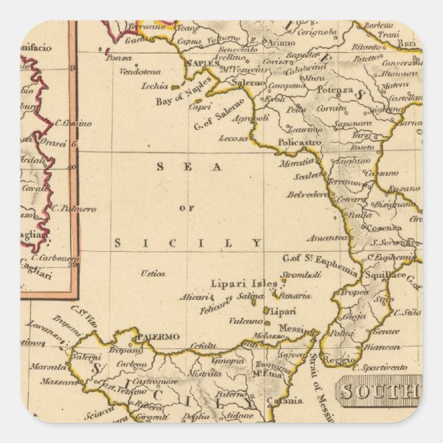 Pegatina Cuadrada Sur de Italia (Anverso)