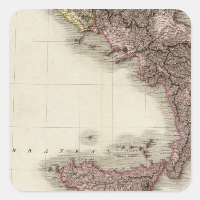 Pegatina Cuadrada Sur de Italia (Anverso)