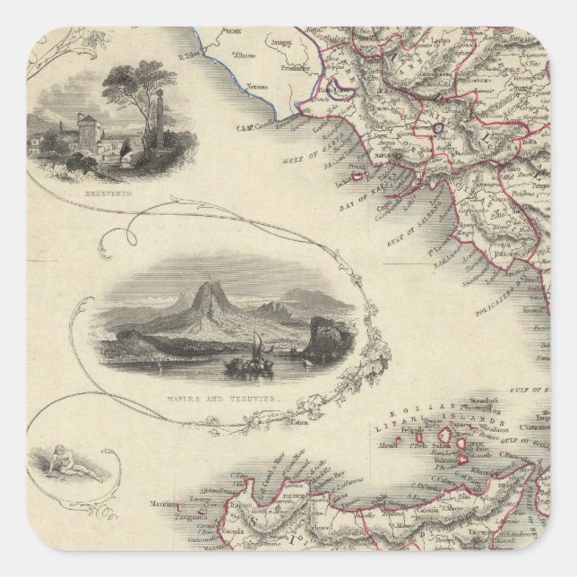 Pegatina Cuadrada Sur de Italia 3 (Anverso)