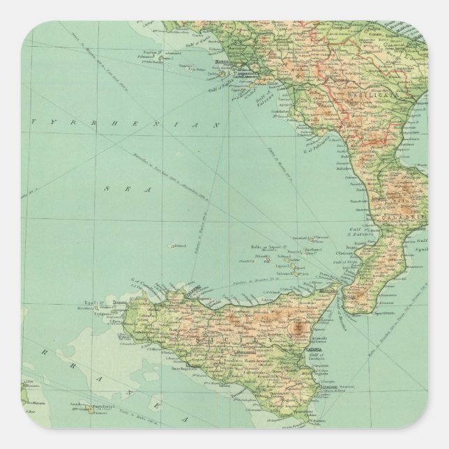 Pegatina Cuadrada Sur de Italia 5 (Anverso)