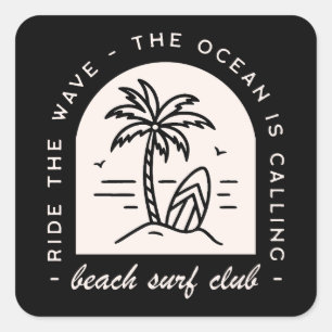 Pegatina Cuadrada Surf beach club surfista surf fanáticos del surf e