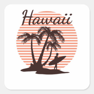 Pegatina Cuadrada Surf de Hawaii