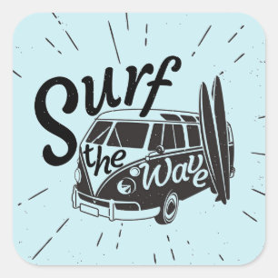 Pegatina Cuadrada Surf The Wave