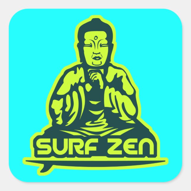 Pegatina Cuadrada Surf Zen (Anverso)