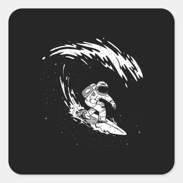 Pegatina Cuadrada Surfing espacial (Anverso)