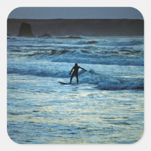 Pegatina Cuadrada Surfista