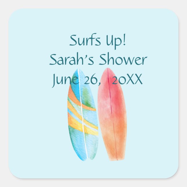 Pegatina Cuadrada Surf's Up Blue (Anverso)