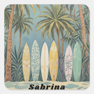 Pegatina Cuadrada Surf's Up, Pastel Style personalizado