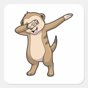 Pegatina Cuadrada Suricata como Dab de baile Hip Hop