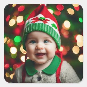 Pegatina Cuadrada Sus Navidades fotografían toda una hoja de Pegatin