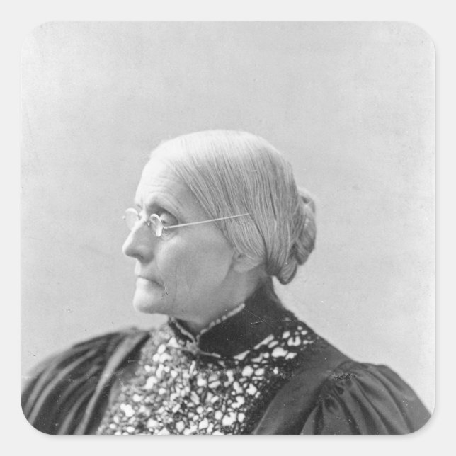 Pegatina Cuadrada Susan Brownell Anthony c.1890-1906 (Anverso)