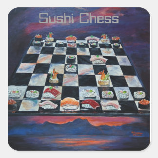 Pegatina Cuadrada Sushi Chess
