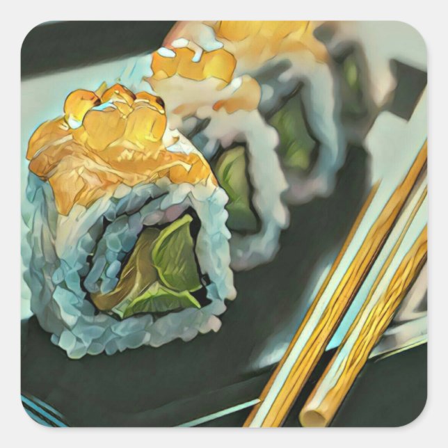 Pegatina Cuadrada Sushi japonés (Anverso)