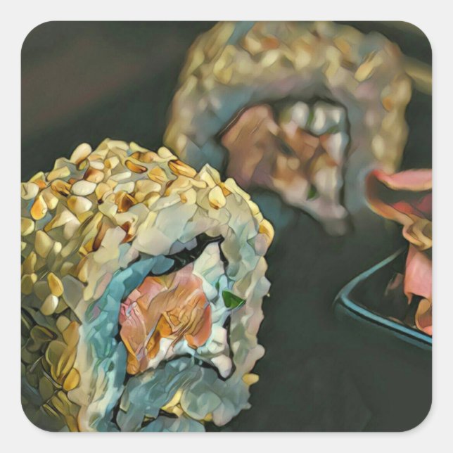 Pegatina Cuadrada Sushi japonés (Anverso)